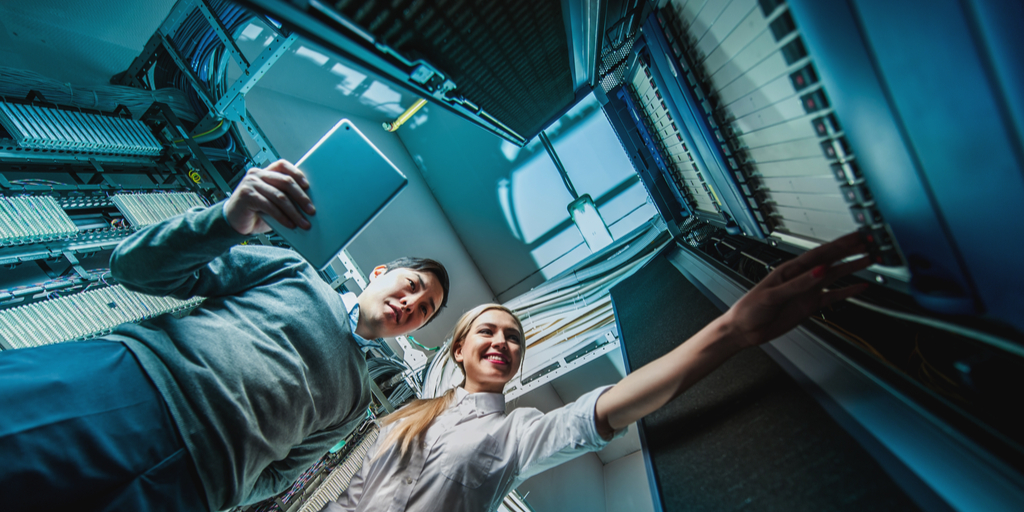 IT support working in server room