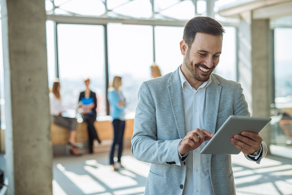 IT professional working on a tablet